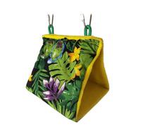ULTECHNOVO Nid D'oiseau Suspendu Triangle en Tissu Vert Motif Forêt Tropicale, Lit Confortable et Ombragé pour Perroquets et Petits Oiseaux à Suspendre Porte ou Escalier