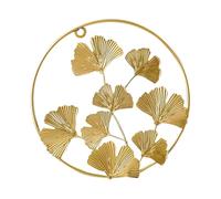 ULTECHNOVO Ornement Mural Ginkgo en Fer Forgé Doré, Décoration Murale Intérieure de Feuille de Ginkgo, 1 Pièce, Décoration Suspendue pour Salon, Art Mural Métallique Solide