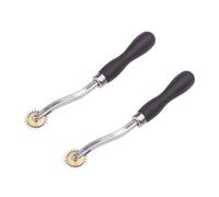 ULTECHNOVO Outil de Point de Croix Roue de Traçage à Délimitation Ronde Argentée, Poignée en Bois, Lame en Acier Inoxydable, Marque les Deux Côtés pour Couture et Bricolage Diy, Lot de 2