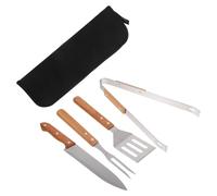 ULTECHNOVO Outils De Barbecue Acier Inoxydable avec Spatule Fourchette Coupe-Viande Et Pince Kit De Barbecue Extérieur avec Manche pour Camping Et Terrasse