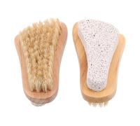 ULTECHNOVO Outils de pédicure 2pcs brosse en bois à poils de sanglier avec pierre, forme pied, nettoyage des ongles et élimination des callosités pour des pieds