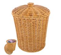 ULTECHNOVO Panier à Linge Polyvalent Rotin Couvercle Panier De Rangement Élégant Pour Vêtements Fruits Et Déchets Pour Salle De Bain Et Bureau