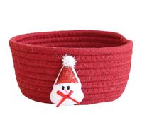 ULTECHNOVO Panier de Rangement de Noël en Corde de Coton Rouge Flocon, Petit Panier Décoratif pour Organiser Décorations et Biscuits des Fêtes