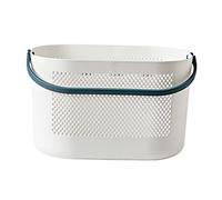 ULTECHNOVO Panier de Rangement Plastique Bleu avec Poignées Double, Panier de Toilette Portable et Pratique pour Salle de Bain, pour Stocker Divers Articles