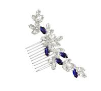 ULTECHNOVO Peigne à Cheveux de Mariage Bleu Royal Alliage avec Strass Accessoire Élégant pour Mariées et Demoiselles Honneur Coiffure Latérale Raffinée