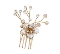ULTECHNOVO Peigne à Cheveux Mariage Doré Alliage avec Strass et Fleur Accessoire Élégant pour Coiffure Nuptiale Insertion Facile