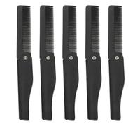 ULTECHNOVO Peignes à Cheveux Pliants en Corne de Bœuf Noirs Lot de 5 Légers et Compacts, Voyage Démêlage Facile
