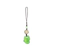 ULTECHNOVO Pendentif de Téléphone Portable Petit Renard Vert Porte-Clés Pendentif en Calcédoine Naturelle Décoration Créative pour Téléphone Paquet ou ccessoire Présent