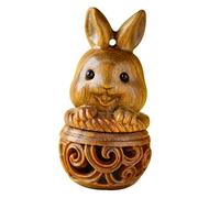 ULTECHNOVO Pendentif Lapin Sculpté en Bois de Décoration Suspendue Pendentif Porte-Clés Accessoire pour Voiture Bijou Artisanal