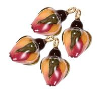 ULTECHNOVO Pendentifs Décoratifs Fleurs Séchées Diy, 4 Pièces Ton Rouge Orangée, Accessoires Faits Main, Pour Boucles D’oreilles Artisanales, Création Bijoux Bricolage, Usage Artistique Et Présent