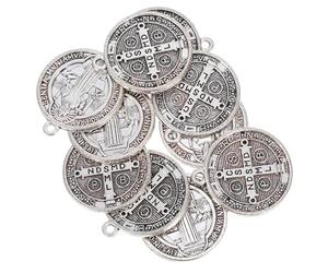 ULTECHNOVO Pendentifs Saint Benoît Lot de 10 en Alliage Résistant la Décoloration, Motif Croix Raffinée, pour Bijoux Soi-Même, Bracelets et Colliers Protecteurs Unisexes