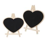 ULTECHNOVO Petits Panneaux Ardoise en Bois Forme Cœur Support Chevalet, Facile à Écrire, 2pcs pour Bureau ou Maison, Tableau Noir Debout Décoratif