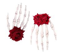 ULTECHNOVO Pince à Cheveux D'halloween Décorative et Difficile à Tomber Style Punk Tête de Mort et Rose Rouge en Pe, Lot de 2 Pièces pour Mariage et Photographie
