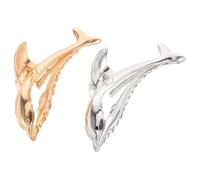 ULTECHNOVO Pinces à Cheveux En Alliage De Zinc 2 Pcs Grandes Pour Cheveux Épais Femme Usage Quotidien Style Dauphin Argenté Et Doré