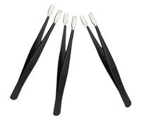 ULTECHNOVO Pinces à Épiler Design Ergonomique en Acier Inoxydable Noires Lot de 3 pour Extensions de Fabrication de Bijoux Travail de Perles