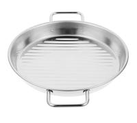 ULTECHNOVO Plaque à Pizza en Acier Inoxydable Épaisse avec Double Poignée, Petite Taille, Plat Rond Réutilisable pour Four, Accessoire de Cuisson Antiadhésif Maison Cuisine