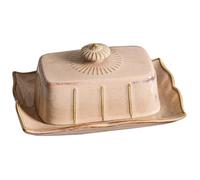 ULTECHNOVO Plateau à Beurre Rectangulaire en Céramique avec Couvercle, Porte-beurre Chic en Couleur Kaki, 1 Pièce, Assiette à Beurre Délicate Cuisine, Hôtel et Restauration