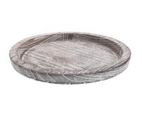 ULTECHNOVO Plateau de Service Rond en Bois Massif Multifonctionnel pour Décoration de Table Vintage Support à Bougies et Rangement pour Fruits