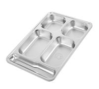 ULTECHNOVO Plateau Divisé à 4 Compartiments Emplacement pour Cuillère en Acier Inoxydable Design Profond et Résistant à Haute Température, pour Camping et Pique-niques