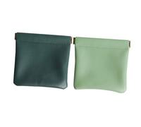 ULTECHNOVO Pochette Carrée en Cuir PU Verte 2pcs Fermeture à Boucle, Porte-Monnaie Multifonctionnel, Mini Paquet de Rangement Pratique pour Voyage ou Poche