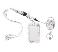 ULTECHNOVO Porte-badge D'identité avec Cordon Détachable, Couverture de Carte à Motif Floral Blanc, Titulaire de Carte Scolaire, Protège-cartes Élève pour École, Bureau et Usage Quotidien