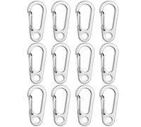 ULTECHNOVO Porte-clés à Passant de Ceinture d Mini en Alliage Argenté 12pcs Ouverture Agrandie et Insertion Facile pour Accessoires de Camping