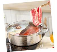 ULTECHNOVO Pot à Hotpot Chinois Acier Inoxydable Épais à Double Anse Grand Volume pour Plaques à Induction Casserole Double Compartiments Marteau Usage Domestique