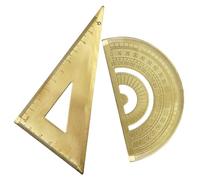 ULTECHNOVO Règle Triangulaire en Laiton Or Rapporteur Multifonctionnel, Échelle Claire Facile à Lire, Outil de Mesure D'angle Précis pour Usage Scolaire et Dessin