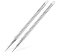 ULTECHNOVO Repousse-Cuticules Double Face en Acier Inoxydable 2 Pièces Grattoir à Ongles pour Vernis Semi-Permanent Outil Manucure Multifonction Poignée Antidérapante pour Soin des Ongles