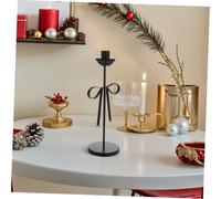 ULTECHNOVO Rustic Iron Candle Holder with Christmas Bow Candle Stand for Festive Table Decoration Romantic Wedding and Holiday Centerpiece Easy Assembly