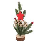 ULTECHNOVO Sapin de Noël en Bois Miniature Décoratif Ornement de Table Nœud Rouge Pastèque Branchages de Pin et Baies Rouges Décoration Festive pour Maison et Bureau Artisanat de Noël en