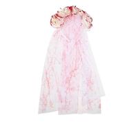 ULTECHNOVO Serrage-tête Halloween Femme Voile de Mariée Rouge Fleurs Sanglantes, Accessoire Costume Fantôme pour Fête Déguisement Jour des Morts, Bandeau Résille Gothique Élégante