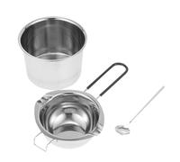 ULTECHNOVO Set de Pot à Acier Inoxydable avec Manche Silicone Antibrûlure Cuillère Épaisse pour Chocolat Beurre Fromage DIY