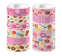 ULTECHNOVO Set de Rouleaux de Ruban Adhésif Washi Décoratif Motif Donut Lot de 12 Facile à Découper et Adhésif, pour Journaling et Ornements Créatifs