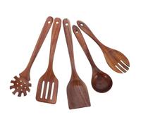 ULTECHNOVO Set Ustensiles de Cuisine Bois Spatule Plate Cuillère à Mélanger Louche Fourchette à Salade Ustensiles Bois pour Wok Protection Anti-rayures pour Poêles Antiadhésives pour Cuisson