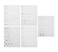 ULTECHNOVO Stickers pour Ongles Étoiles Argentées Autocollants Adhésifs Petits Motifs Étoile Pailletée Lot de 5 Feuilles Décoration Nail Art Femme Manucure French Accessoire
