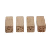 ULTECHNOVO Tampons à Pâtisserie en Bois de Hêtre 4 Pcs Noël - Motifs Cerf Fleur Sapin Feuille - Emporte-Pièces pour Décoration de Gâteaux Cupcakes et Desserts Festifs