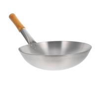 ULTECHNOVO Wok Acier Inoxydable pour Plaque à Induction et Gaz, Poêle Wok Poignée Bois, Batterie la Cuisine Résistante à L'Usure, Cuisson Légumes et Viandes
