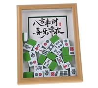 ULTECHNOVO Wood Shadow Boxes Frame Mahjong Tile Picture Holder DIY Assembly Desktop Ornament Chinese Traditional Art Decoration for Home Tabletop