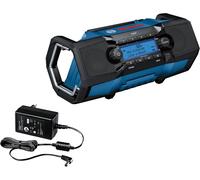Ulteronixshop-18V System radio de chantier sans-fil GPB 18V-2 SC (réception via DAB+, Bluetooth, FM et AUX, avec 1 bloc secteur, 1 câble AUX, 1 pile bouton au lithium de 3V CR2032)