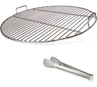 Ulteronixshop-304 Grille de Barbecue Ronde en Acier Inoxydable avec poignée, diamètre 54,5 cm pour Barbecue au Charbon de Bois de 57 cm e.g Weber, avec Pince à Barbecue