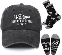 Ulteronixshop-60th Birthday Gifts For Men Women Birthday Baseball Cap For Him 1965/1966 Hat Mens Socks Funny Present Thank You Gifts For Dad Husband Brother Wife Friends Teachers