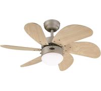 Ulteronixshop-78158 Ventilateur de plafond d'intérieur à six pales et une lampe Turbo Swirl de 76 cm, finition en titane avec verre opale dépoli