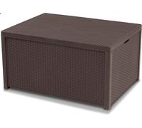 Ulteronixshop-Allibert 220001 Monaco Table Lounge/Coffre à Coussins en Plastique Effet rotin Marron