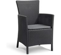 Ulteronixshop-Allibert By Iowa Fauteuil De Jardin Avec Coussin D'assise En Plastique, Aspect Rotin Plat, Résistant Aux Intempéries, Aux Uv, Certifié Tüv Jusqu'à 110 Kg