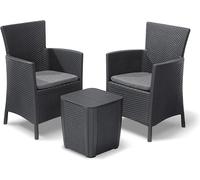 Ulteronixshop-Allibert Iowa Balcony Set de Balcon, Graphite/Gris Froid (polycoton coussin)