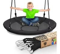 Ulteronixshop-Balançoire Exterieur Tournante 100 cm avec Coussin ¿ Siège Extérieur Imperméable avec Sac, Charge 317 kg Kit de Suspension Universel, Tapis Résistant à l¿Eau, Noir