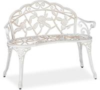 Ulteronixshop-Banc De Jardin, 2 Sièges, Roses, Terrasse, Balcon, Aluminium Et Fonte, Antique, 78 X 98 X 57 Cm, Blanc/Bronze
