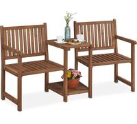 Ulteronixshop-Banc De Jardin Avec Table Intégrée, 2 Places, Banquette, Robuste, En Bois, Balcon, Hlp : 86x161x61 Cm, Marron
