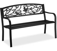 Ulteronixshop-Banc De Jardin, Motif Oiseau, 2 Sièges, Vintage, Jardin Et Balcon, Acier, H X L X P : 87 X 127 X 57cm, Noir